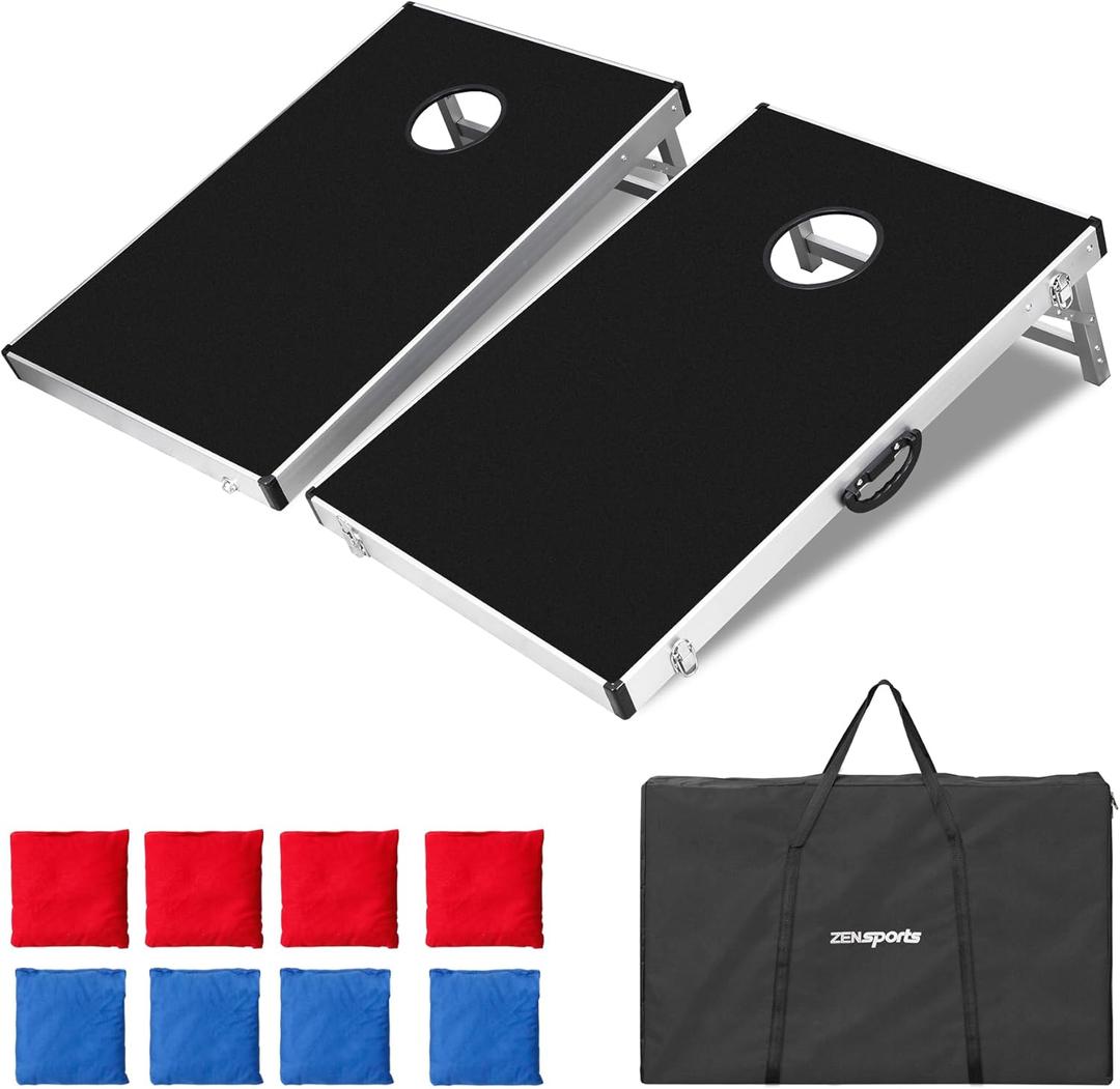 ZENY Cornhole Set 3x2 ft, Portable Corn Hole Boards, Outdoor Cornhole Game Set, Foldable Aluminum Boards, Lightweight