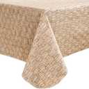 Heavy Duty Vinyl Tablecloth with Flannel Backing Waterproof Oil-Proof Plastic Table Cloth Stain-Resistant Wipeable Rectangle or Square Table Cover for Indoor and Outdoor (Weave, 60X102 Inch)