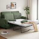 LINSY HOME Pull Out Sofa Bed - Convertible Loveseat Sleeper Sofa, Upgraded Bed Frame Pullout Couch - USB Charging & Cup Holders, Corduroy Sofa Bed for Living Room Small Space, Queen Size (Green)