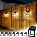 GIGALUMI Solar Fence Lights, 8 Pack Fence Outdoor Waterproof Lights Solar Powered, Warm White Yard Decorations for Garden, Post, Front Door, Backyard, Porch, Deck