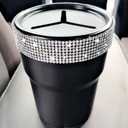 INSTOME Bling Car Trash Can  Stylish Diamond-Studded Mini Trash Bin & Coin Storage Bucket, Leakproof Lid for Cars,SUVs | Fits Cup Holders, Organizes Trash & Change (Red, Car Trash Can)