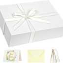 Nimbbex Large Gift Box, Gift Box with Lids for Presents 14x9.8x4 Inches, Magnetic White Gift Boxes with Ribbon and Card, Bridesmaid Proposal Box for Gift,Wedding,Birthday,Graduation