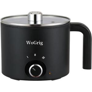 1.8L Electric Hot PotRamen Cooker, Dual power supply Mini Portable Multi-Functional Lazy Pot for Pasta, Noodles, Egg, Soup,RiceNon-Stick Noodle Cooker with Boil Dry Protection for Dorm, Office