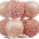8CT Christmas Ball Ornaments, Rose Gold Christmas Ball Decorations Shatterproof Plastic Hanging Pearl Balls for Holiday Party(90mm/3.54")