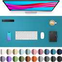 Aothia Leather Desk Pad Protector, Mouse Pad, Office Desk Mat, Non-Slip PU Leather Desk Blotter, Laptop Desk Pad, Waterproof Desk Writing Pad for Office and Home (Turquoise,31.5" x 15.7")