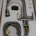 Kitchen Sink Faucet with Pull Down Sprayer 2 Handle 3 in 1 Water Filter Purifier Faucets Brushed Nickel 0195SN