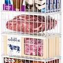 Freezer Organizer Bins, 4 Pack Stackable Deep Chest Freezer Organizer Bins, Foldable Baskets with Handles, White Storage Container Baskets for 5/ 7 Cu.FT Sort Frezen Meats