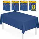 XSEINO 8 Pack 54" x 108" Premium Navy Blue Plastic Table Cloth, Disposable Rectangle Tablecloths Waterproof Table Cover for Birthday Wedding Anniversary Graduation Party Decorations Supplies