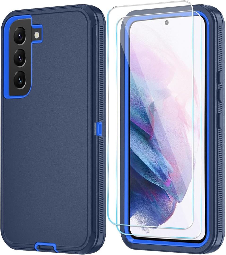 ONOLA Phone Case for Samsung Galaxy S21 Case with HD Screen Protector, Heavy Duty Shockproof & Dropproof 3-Layer Cover Phone Case for Galaxy S21 6.2'',DarkBlue