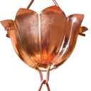 Monarch Rain Chains Pure Copper Lotus Rain Chain, 8.5 ft Decorative Rain Catcher Chain for Gutters, Large Rain Chains for Outside, Rain Gutter Replacement Downspout