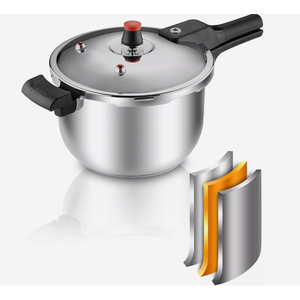 1.85Gal Thickened Stainless Steel Pressure Canner with Release Valve Canning Cooker Pot Stove Top Instant Fast Cooking Compatible with Gas & Induction Cooker 7Liter suitable for 6-8person