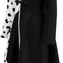 Girls Vintage Halloween Costume Dress Up Dalmatian Print Outfit (6-7 Years, White)