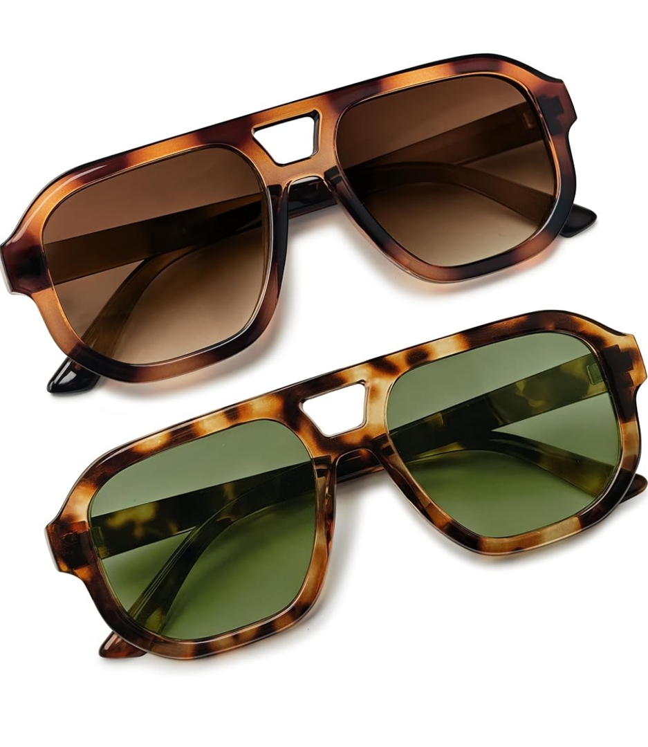 livho Trendy Polarized Square Aviator Sunglasses Women Men Square Eyewear Frame, Retro Sun Glasses for Women Men 2025 Shades