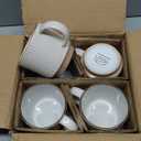 GBHOME 12OZ Stackable Coffee Mugs, Ceramic Coffee Mugs with Texture Patterns for Man,Woman,Dad,Mom, Modern Coffee Mugs Set of 4 for Latte/Cappuccino/Cocoa. Dishwasher&Microwave Safe, Off White