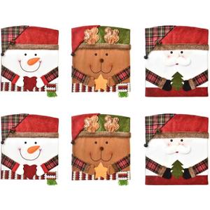 Christmas Themed Chair Covers, Animal Print, Anti-Wrinkle, 6 Pcs, Dining-Chair-Slipcovers, Chair Covers, Chair Cover