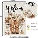 Welcome Fall House Flags for Outdoor Decoration, Thanksgiving Boots with Maple Leaves Flowers Large Yard Flag, Decorative Autumn Seasonal Farmhouse Holiday Outside Decor 28x40 Inch Vertical Double