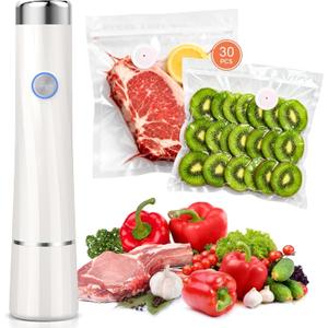 Vacuum Sealer For Food (Compact Vacuum Sealers+30 Reusable Vacuum Bags), Powerful Handheld Vacuum Sealer for 10X Preservation & Fresh