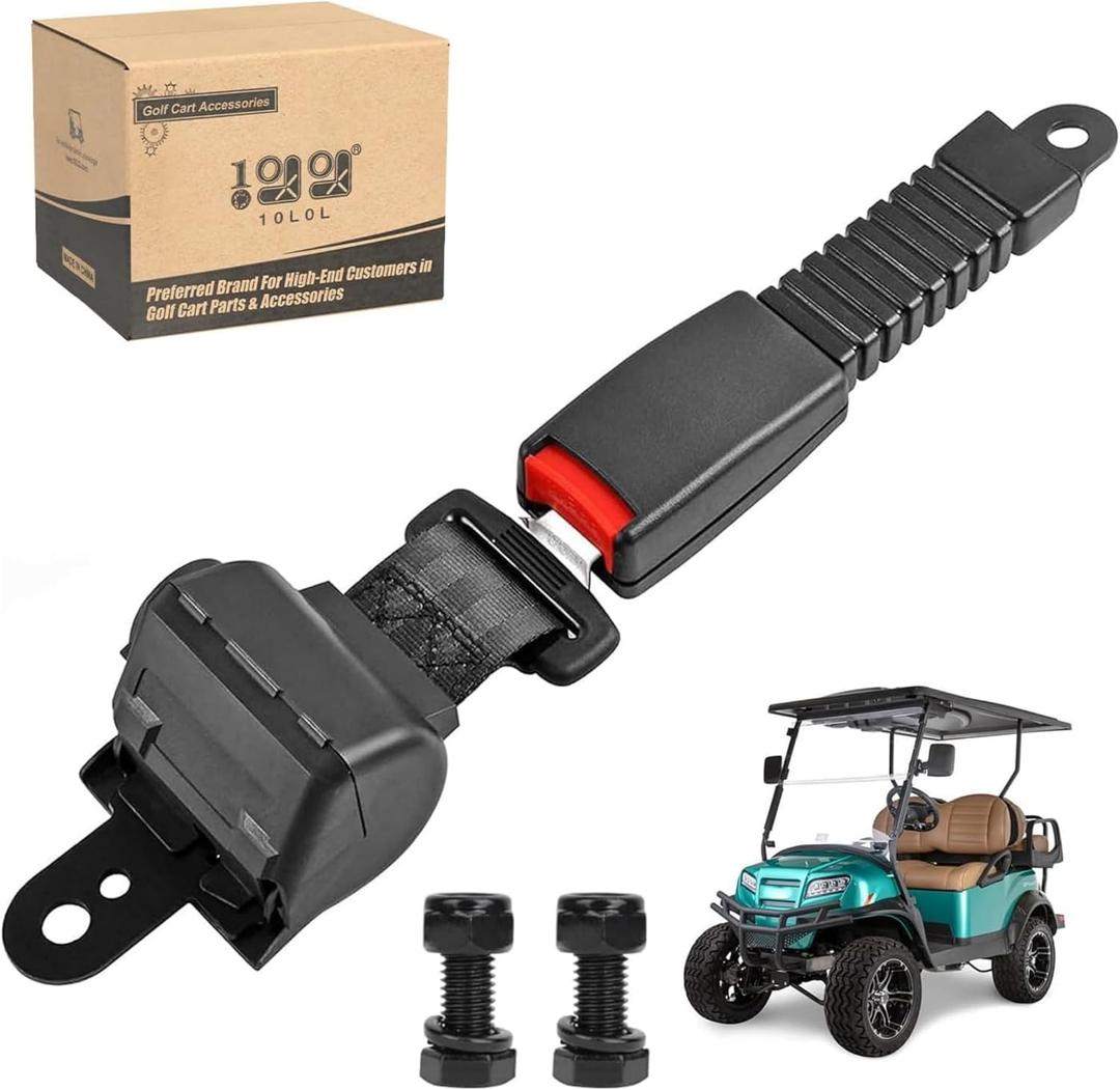 10L0L Retractable Golf Cart Seat Belts- Universal Retractable Seat Belts for Yamaha EZGO, Club Car, Go Kart, UTV - For Golf Cart Frond and Rear Seats