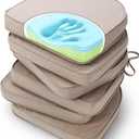 SUNROX Gel Memory Foam Chair Cushions, FadeShield Water-, Stain-Resistant Durable Reversible Seat Cushion Pads with Ties for Indoor/Outdoor Kitchen Dining Office 17"x16" Set of 6, Husk Birch