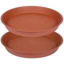 Bleuhome 2 Pack of Extra Large Plant Saucer 24 26 inch (22.5 inch Base), 4.2" Depth, Plastic Birdbath Bowl for Indoors Outdoor, Deep Heavy Duty Plant Saucer Dish for Garden (26", Terracotta)