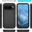 Qinmay Phone Case for Google Pixel 9/9 Pro Case with HD Screen Protector, Heavy Duty Shockproof & Dropproof 3-Layer Cover Phone Case for Pixel 9/9 Pro,Black