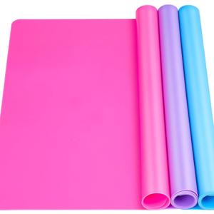 LEOBRO Silicone Mat for Resin Molds, 3 PCS Silicone Mats for Epoxy Resin, UV Resin, Play Dough Mat, Clay Mat, Nonstick Silicone Sheets Pads for DIY Arts and Crafts, Pink & Purple & Blue, 15.7x 11.7