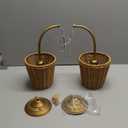 Yosoan Set of 2 Rattan Boho Wrapped Wall Sconce Light, Indoor Hardwired Gold Hand-Woven Farmhouse Vintage Wall Lamps, Brass Handmade Shade Wall Mount Fixture for Reading Bedside Bedroom(Antique)