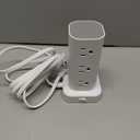 Tower Power Strips with Surge Protection, 6FT Flat Extension Cord with Multiple Outlets, 12 AC 4 USB Ports, Overload Protection Charging Station for Office Home Dorm Room Travel (White)
