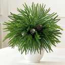 12 Bundles Artificial Norfolk Pine Branches, 18Inches Real Touch Pine Stems Christmas Greenery Stems with 8 Snowy Pinecone Stems for Christmas Home Dcor Vase DIY Crafts