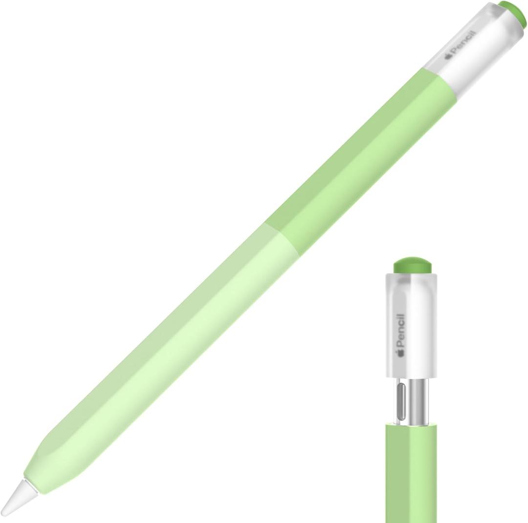 AZF iPencil Case Compatible with Apple Pencil (USB-C) Case, Gradient Color Silicone, Comfortable Grip Soft and Non-Slip, Support Magnetic Attachment. (Greens)