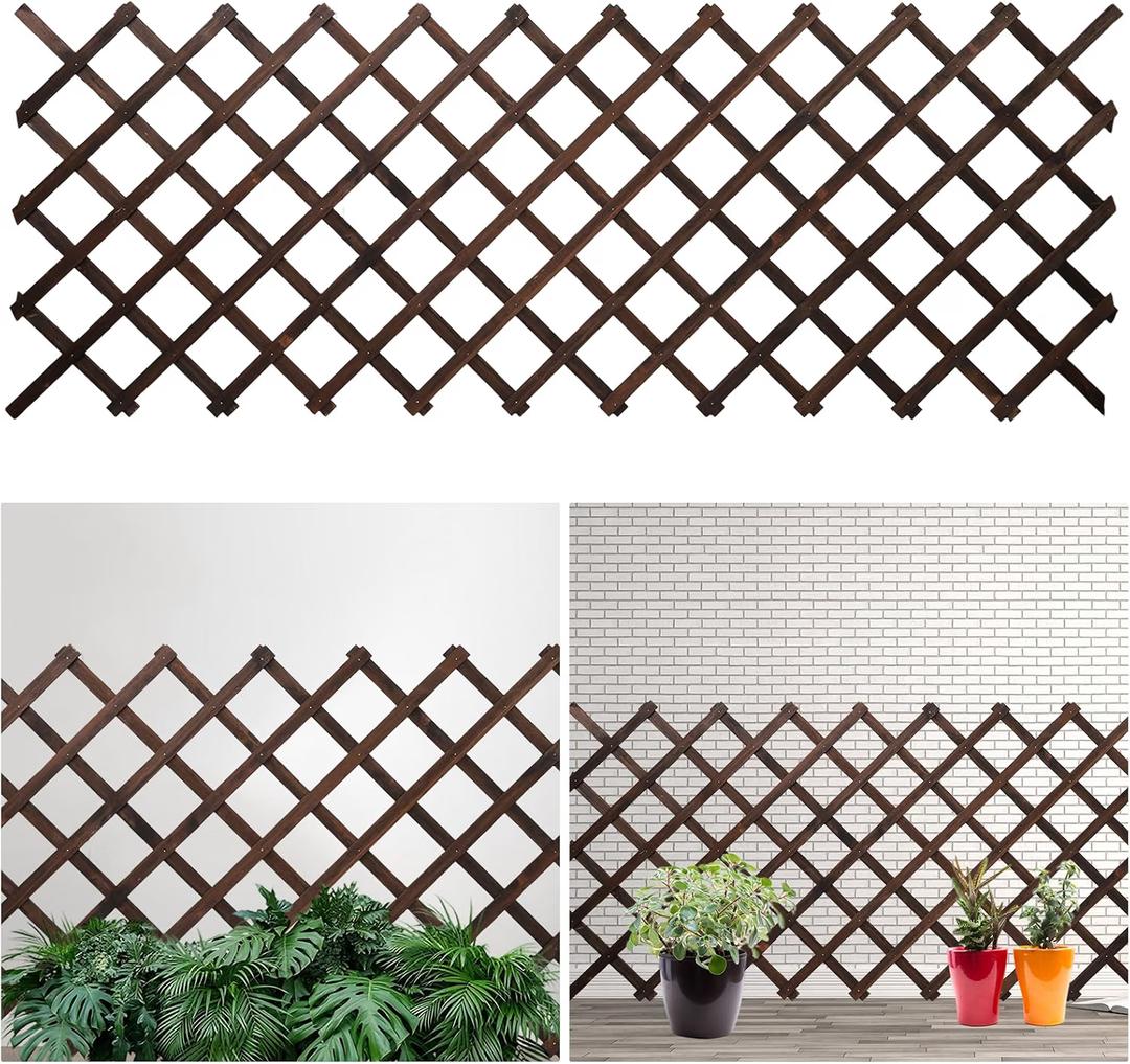 Expandable Garden Trellis Large Wooden Lattice Fence Wall Panel Lattice Trellis for Climbing Plants Outdoor Ivy Vine Rose Clematis for Garden Patio Room Decor 78.7x35.4IN