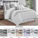 LANCO MODERN LIFESTYLE 7 Piece Comforter Set, Grey White, Queen Size, Boho Style Geometric Microfiber Embroidery, Bed in a Bag with Bedskirt, Pillow Shams and Decor Pillows
