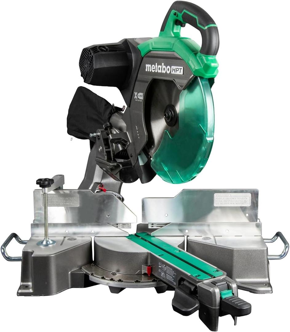 Metabo HPT 12-Inch Dual Bevel Sliding Miter Saw, 4000 RPM No-Load Speed, 45 Left and Right Bevel Range, Precision Miter Angles, 9 Detent Stops, Xact Cut Shadow Line, C12RSH3