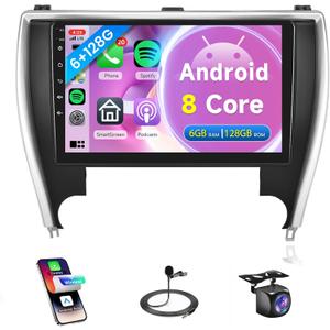 8Core 6G+128G Car Radio Carplay for Toyota Camry 2015 2016 2017,Rimoody Car Stereo Android 10.1 Inch Touch Screen Android Auto GPS Navigation DSP Bluetooth FM WiFi Backup Camera