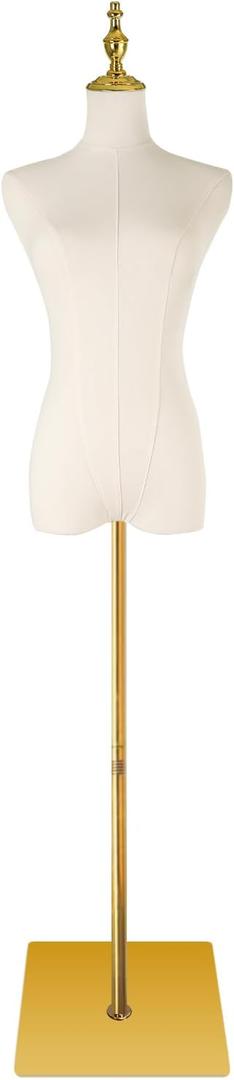 Adjustable Female Dress Form Mannequin with Golden Metal Stand for Clothes Window Display