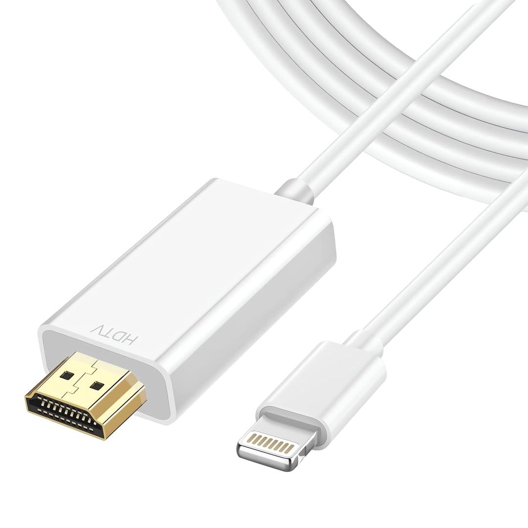 [Apple MFi Certified] Lightning to HDMI Adapter for iPhone to TV, HDMI to Lightning Cable 1080P HD Digital AV Adapter Sync Video & Sound for iPhone 14 13 12 11 X SE 8 7 6, HDTV/Projector - 6.6FT
