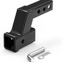 4" Drop/Rise Trailer Hitch Receiver Adapter Extension, Riser Extender, 2-inch Receiver With Pin and Clip