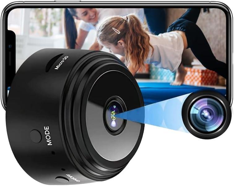 Spy Hidden Camera with Audio/Video. 1080P HD WiFi Camera - Mini Nanny Cam with Night Vision & Motion Detection - Wireless Cameras for Home, Car, Baby & Pet Monitoring-A9 (Black)