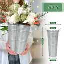 Set of 6 Galvanized Metal Vases Farmhouse French Flowers Bucket Vase with Handles Rustic Tin Flower Holder for Cut Plants Housewarming Gift for Balcony Garden Courtyard
