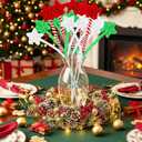 Jetec 6 Pcs Star Tree Picks for Christmas Tree Decorations, Green Red White 3 Head Woolen Star Picks, 14.9 Inch Plush Stars Ornaments Topper Branches for Xmas Home Office Vase Filler Party Supplies