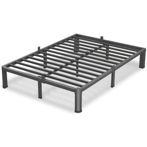 VIPSHOW 10 Inch Full Size Bed Frame, 3500Lbs Heavy Duty Metal Platform with Round Corner Legs Mattress Slide Stopper, Steel Slat Support No Box Spring Needed, Noise Free, Non-Slip, Easy Assembly