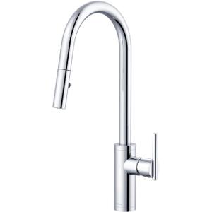 Gerber Parma Caf Single Handle Kitchen Faucet with Pull-Down Sprayer High Arc, Contemporary Style, Easy 1-Hole Install in Chrome, D454058