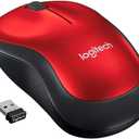 Logitech M185 Wireless Mouse, 2.4GHz with USB Mini Receiver, 12-Month Battery Life, 1000 DPI Optical Tracking, Ambidextrous, Compatible with PC, Mac, Laptop - Red