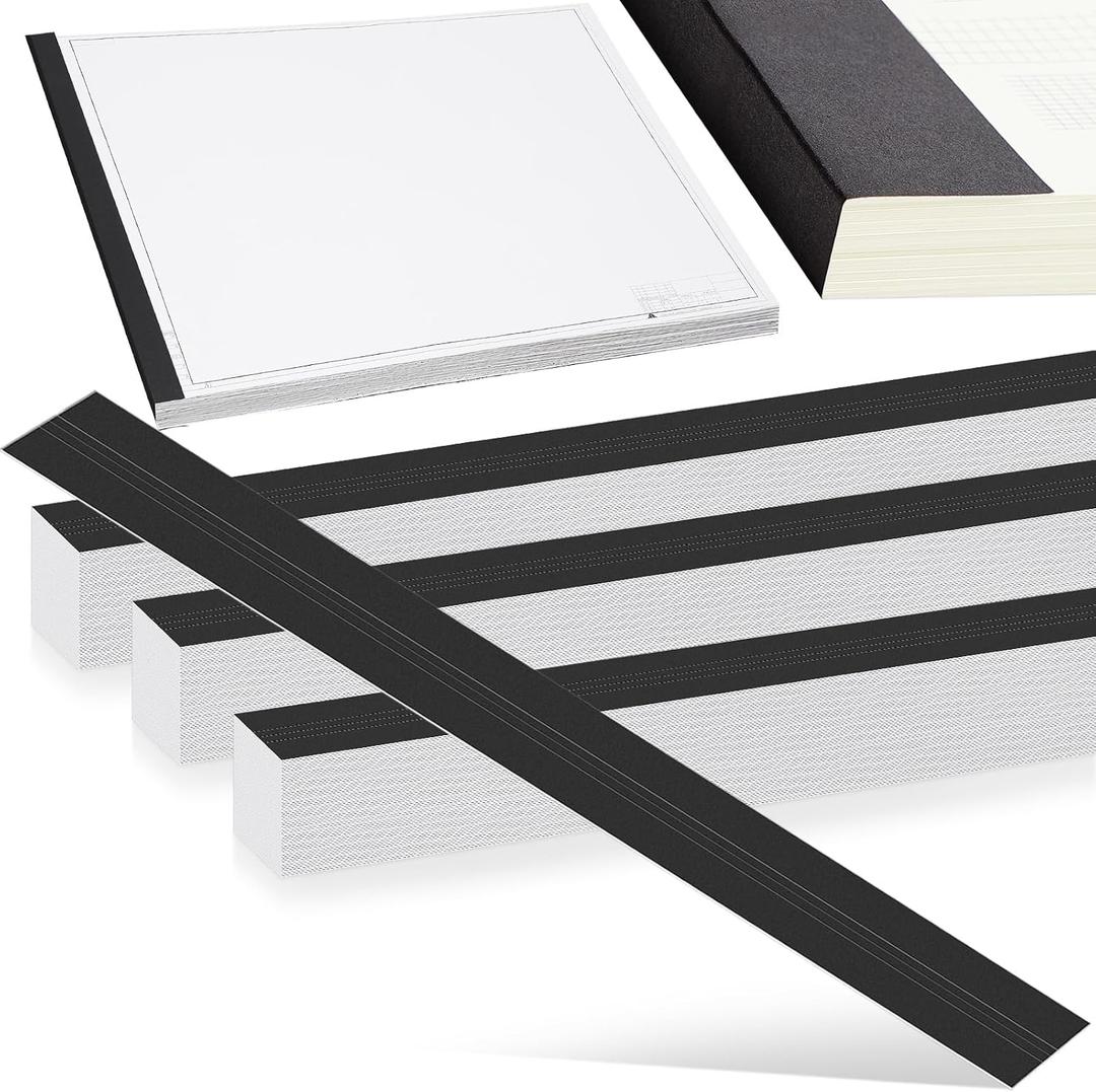 Estune 500 Pcs Blueprint Binding Strips Blank Binding Strips for Blueprint Construction Paper Poster Plans Drawings Arts (3" X 36",Black)