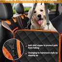 Dog Car Seat Cover, 600D Heavy Durable Dog Seat Cover for Back Seat, 100% Waterproof Scratch Proof Nonslip Dog Hammock for Car with Side Flap, Pet Seat Covers with SeatBelt for Cars Sedan SUV Trucks, Orange Black