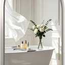 USHOWER Brushed Nickel Arched Bathroom Mirror for Over Sink, 24x36 Inch Silver Wall Mounted Mirror with Aluminum Alloy Frame, Suitable for Vanity, Bedroom, Living Room, Entryway Renovation