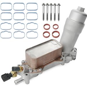 926-959 Stainless Steel Engine Oil Cooler Oil Filter Housing for 2017-2018 Jeep Wrangler Grand Cherokee Dodge Challenger Charger Journey Caravan Durango Chrysler 200 300 Town Country Ram 3.6L 926-876