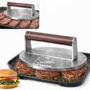 8.5" Extra Large Stainless Steel Burger Press,2.5 Lb Round Metal Burger Smasher,Bacon Hamburger Searing Fish Protein Preheatable Press Weight, Dishwasher Safe,Commercial Grill Griddle BBQ Tool