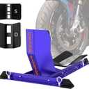 GRAND PITSTOP Universal Wheel Chock for Motorcycle Stand for Trailer Completely Adjustable Detachable Foldable Wheel Chock (Blue)