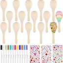PLULON 15 Pcs Mini Wooden Maracas for Kids Unfinished Wood Maracas Bulk with 15 Pcs Colorful Painting Tools for Fiesta Party Decorations Mexican Party Favors Cinco De Mayo Party Supplies